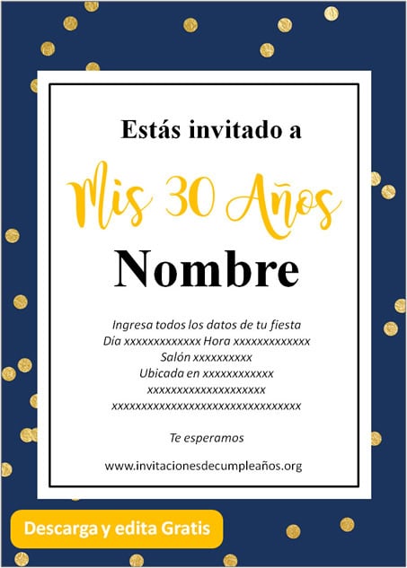 ▷ Las mejores Invitaciones de 30 años para editar y compartir【2020】